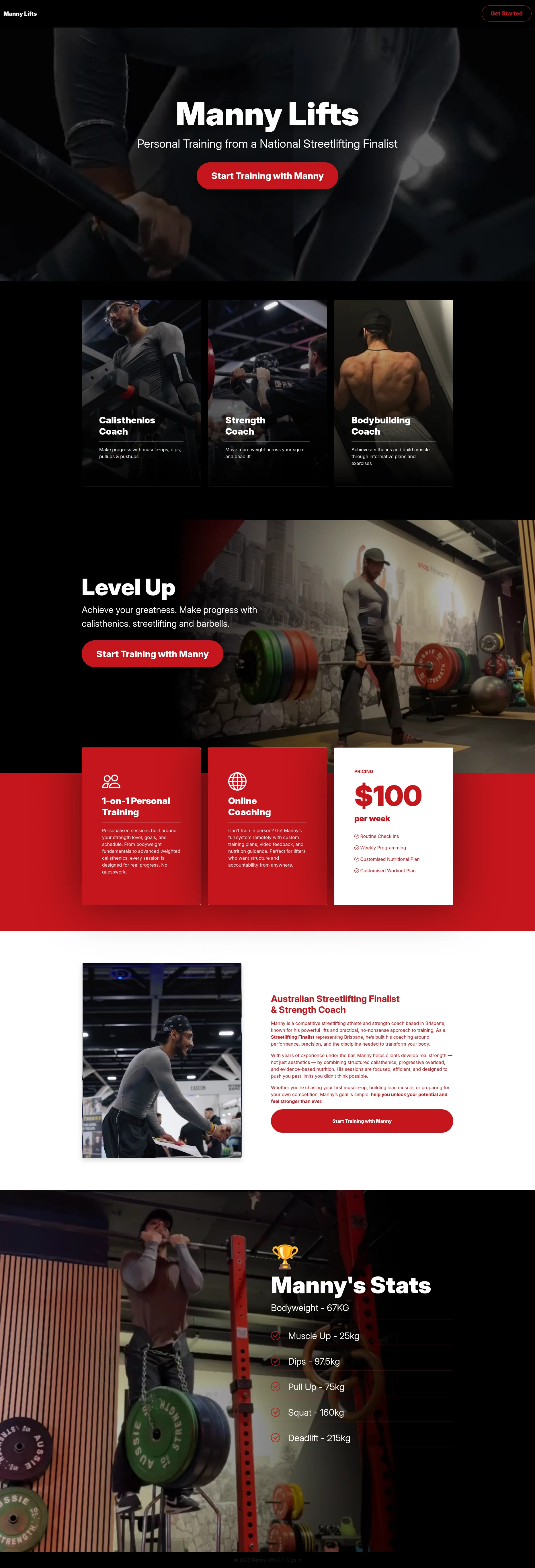 Personal trainer website portfolio preview
